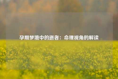 孕期梦境中的逝者:命理视角的解读